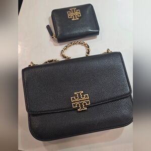 Tory Burch Black Crossbody Bag with Gold Chain